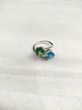 2ct Engagement Ring Cushion Green Emerald Two Stone Bypass 14k White Gold Finish