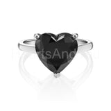 1ct Heart Simulated Black Diamond Solitaire Engagement Ring 14k WhiteGold Plated