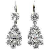 5Ct Pear Cut Diamond Round Halo Vintage Drop Earrings 14K White Gold Finish