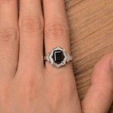 2ct Engagement Ring Emerald Cut Diamond Stylish Halo Art Deco 14k WhiteGold Over