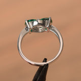 1.2ct Trillion Cut Green Emerald Bow Design Engagement Ring 14k WhiteGold Finish