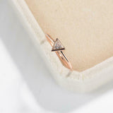 Bezel Set Minimalist Engagement Ring 0.2ct Trillion Diamond 14k Rose Gold Finish