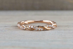 1ct Round Cut Diamond Wedding Band 14k Rose Gold Finish Twisted Rope Infinity