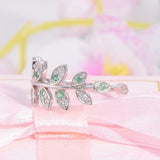 1.5ct Round Green Emerald Engagement Ring Floral Leaf Vine 14k White Gold Over