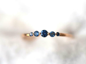 1ct Engagement Ring Round Cut Blue Sapphire Minimalist 14k Rose Gold Finish