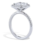 2.23ct Radiant Cut Diamond Engagement Ring Halo Solitaire 14k White Gold Finish