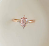 1ct Cushion Cut Peach Morganite Crown Setting Engagement Ring 14k Rose Gold Over