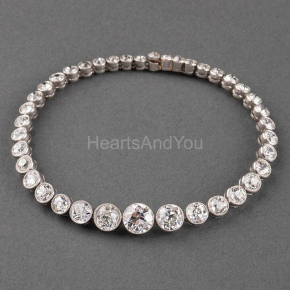 15ct Round Cut Moissanite Graduated Tennis Bracelet 14k White Gold Plated