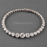 15ct Round Cut Moissanite Graduated Tennis Bracelet 14k White Gold Plated