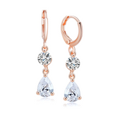 2Ct Pear Round Cut Diamond Elegant Women Tear Drop Earrings 14K Rose Gold Finish