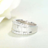 Iced Half Eternity Wedding Band 5ct Baguette Round Diamond 14k White Gold Finish