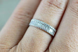 1.7ct Baguette Cut Diamond Wedding Band 14k White Gold Finish Three Row Cluster