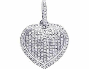 1.4ct Round Cut Diamond Pendant Halo Heart Shaped 14k White Gold Finish NO CHAIN