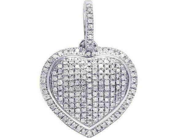 1.4ct Round Cut Diamond Pendant Halo Heart Shaped 14k White Gold Finish NO CHAIN