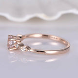 1ct Round Cut Peach Morganite Five Stone Engagement Ring 14k Rose Gold Finish