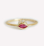 2ct Marquise Cut Pink Ruby Engagement Ring 14k Yellow Gold Over Crown Bridal Set