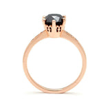 0.5ct Round Black Diamond Engagement Ring 14k Rose Gold Finish 6 Prong Solitaire