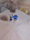 1ct Stud Earrings Cushion Cut Blue Sapphire Solitaire Women 14k White Gold Over