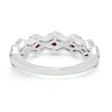 2ct Round Cut Pink Ruby Diamond Halo Stackable Wedding Band 14k WhiteGold Finish