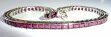 15ct Princess Cut Pink Ruby Elegant Women Tennis Bracelet 14k White Gold Finish