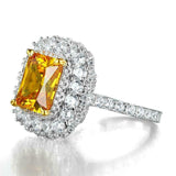 6Ct Radiant Cut Yellow Citrine Iced Cocktail Engagement Ring 14K White Gold Over