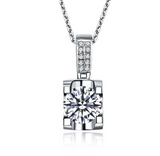 1.2ct Round Cut VVS1 Diamond Pendant Chain Accent Solitaire 14k WhiteGold Finish