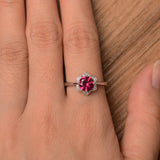 1.4ct Round Cut Pink Ruby Sunflower Wedding Engagement Ring 14k WhiteGold Finish