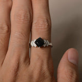 Proposal Engagement Ring 2ct Cushion Cut Black Diamond 14k White Gold Finish