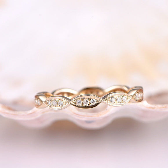 Full Eternity Wedding Ring Band 1ct Round Cut Diamond 14k Yellow Gold Finish