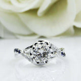 2ct Round Diamond Engagement Ring Floral Twisted Split Band 14k White Gold Over