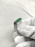 3ct Engagement Ring Oval Cut Green Emerald Filigree Cocktail 14k White Gold Over