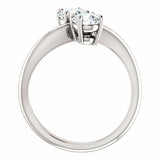 1ct Round Cut Diamond Two Stone Solitaire Engagement Ring 14k White Gold Finish