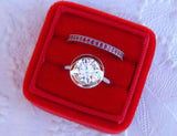 Milgrain Bezel Bridal Set Wedding Ring 2ct Round Cut Diamond 14k White Gold Over