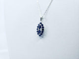 1.4ct Blue Sapphire Pendant with Chain Pear Cut Art Deco 14k White Gold Finish