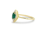 1.6ct Oval Cut Green Emerald Diamond Halo Engagement Ring 14k Yellow Gold Finish