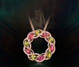 3ct Marquise Cut Peridot Pink Sapphire Infinity Pendant 14k Rose Gold Finish