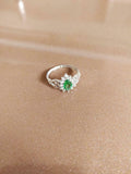 1.3ct Engagement Ring Pear Cut Green Emerald Filigree Drop 14k White Gold Finish