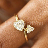 1ct Heart Cut Simulated Diamond Bypass Engagement Ring 14k Yellow Gold Plated