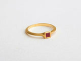 0.5ct Princess Cut Pink Ruby Engagement Ring Solitaire 14k Yellow Gold Finish