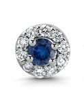 0.47ct Round Cut Blue Sapphire Halo Diamond Stud Earrings 14k White Gold Finish