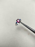 2ct Engagement Ring Emerald Cut Pink Ruby Three Stone 14k White Gold Finish