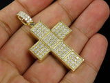 3ct Round Cut VVS1D Diamond Segmented Cluster Cross Pendant 14k Yellow Gold Over