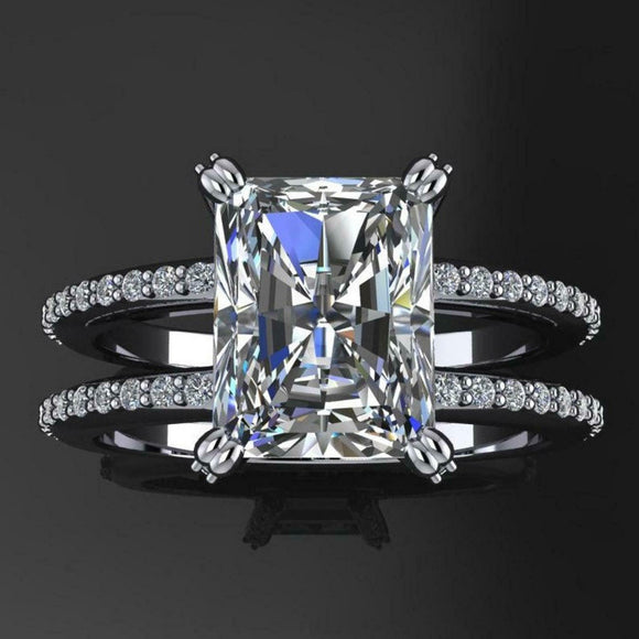 2.7ct Radiant Cut Diamond Engagement Ring 14k White Gold Finish Dual Split Band