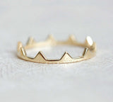 Simple Minimalist Crown Engagement Ring 14k Yellow Gold Finish