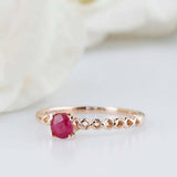 0.5ct Round Pink Ruby Engagement Ring Wire Mesh Band Solitaire 14k RoseGold Over