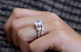 Bridal Set Engagement Ring 2ct Asscher Cut VVS1D Diamond 14k White Gold Finish