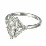 1.78ct Marquise Cut Diamond Engagement Ring Halo Solitaire 14k White Gold Finish