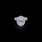 2ct Oval Cut Diamond Accent Double Halo Engagement Ring 18k White Gold Finish