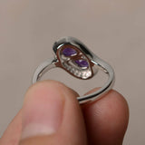 2ct Pear Cut Purple Amethyst Swirl Unique Engagement Ring 14k White Gold Finish