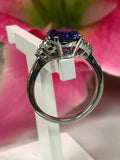 2ct Oval Cut Blue Sapphire Fancy Solitaire Engagement Ring 14k White Gold Finish